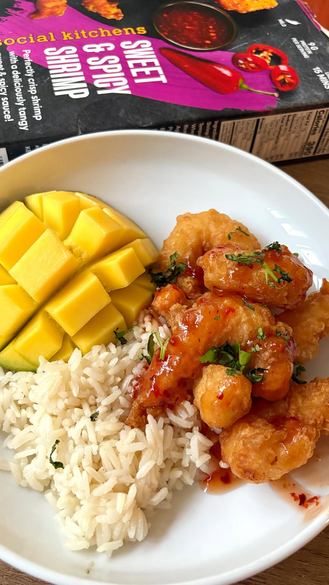 Coconut Rice with Crispy Shrimp and Mango