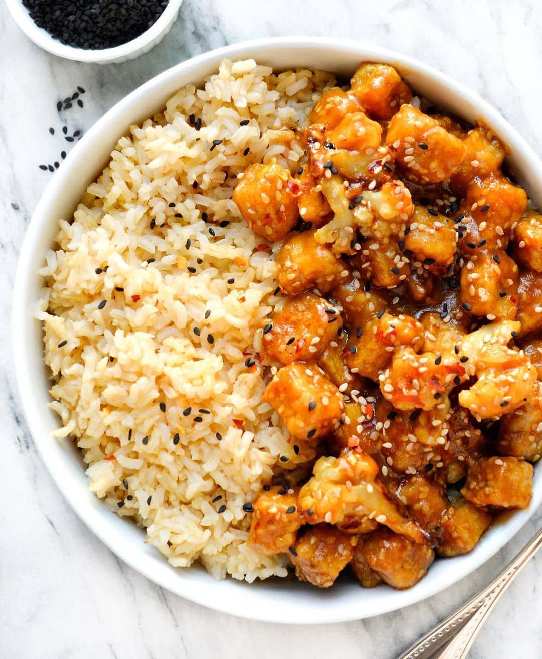 Orange Sesame Tofu and Cauliflower