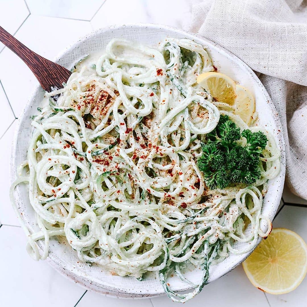 Cucumber Noodles with Sunflower Cream and Chipotle