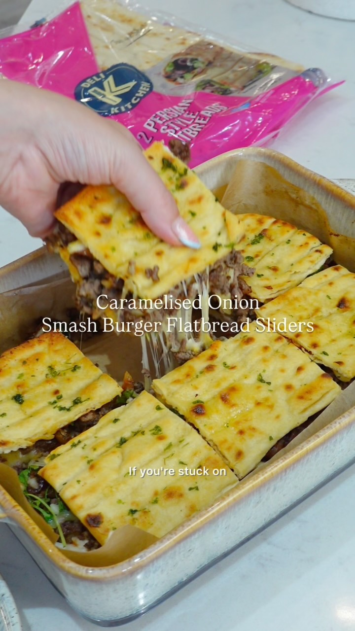 Caramelised Onion Smash Burger Flatbreads
