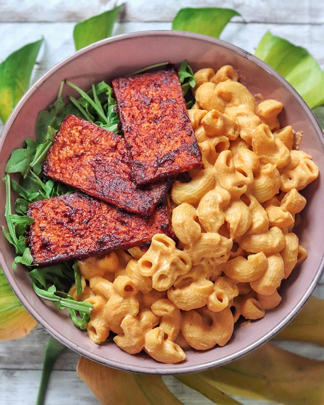 Mac N Cheese with Pan-Fried Bbq Tofu