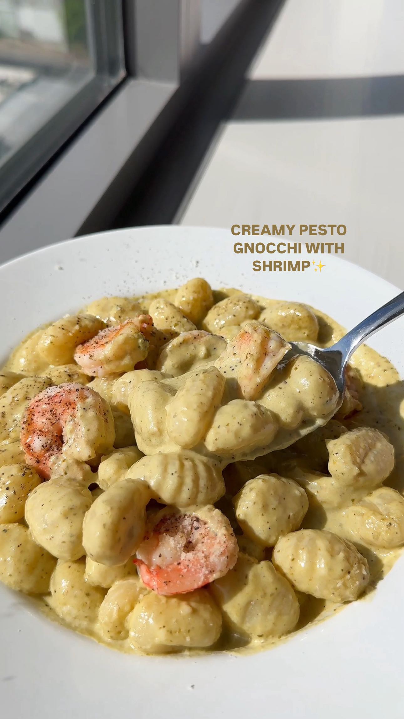 Creamy Pesto Gnocchi with Shrimp