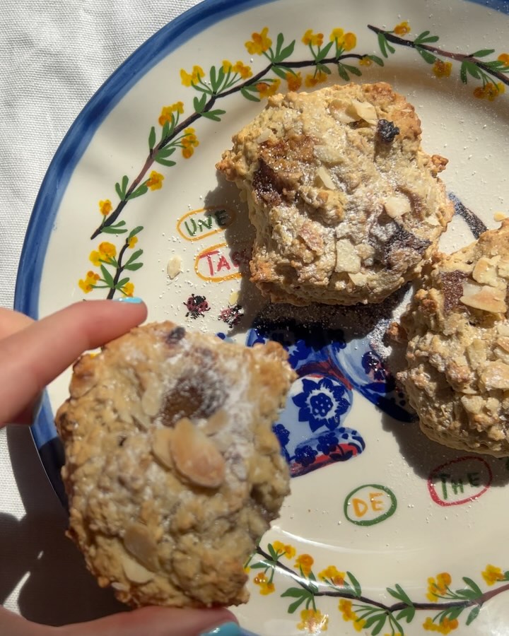 Rhubarb Raspberry Oat and Almond Cookies