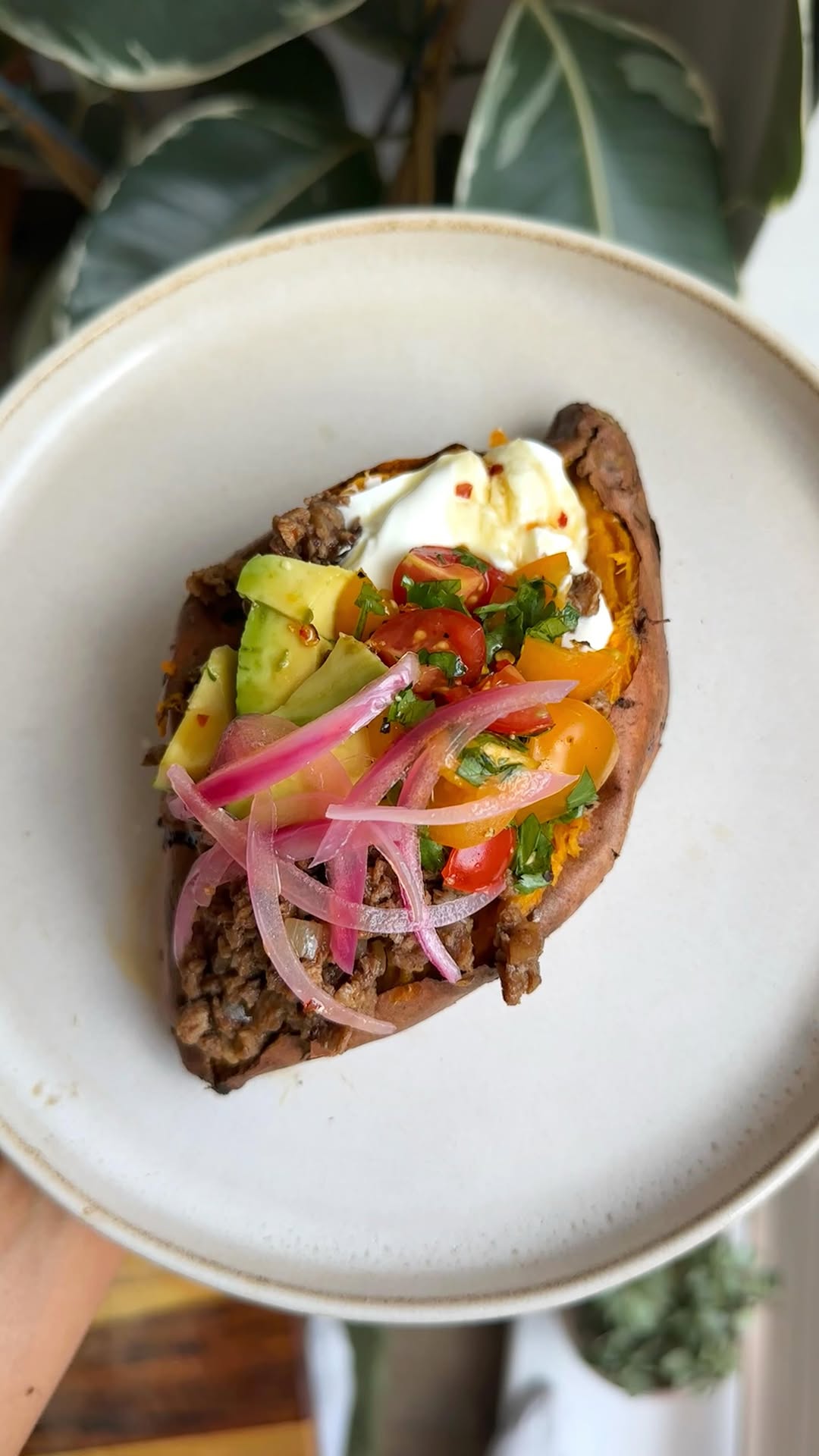 Loaded Sweet Potato with Hot Honey