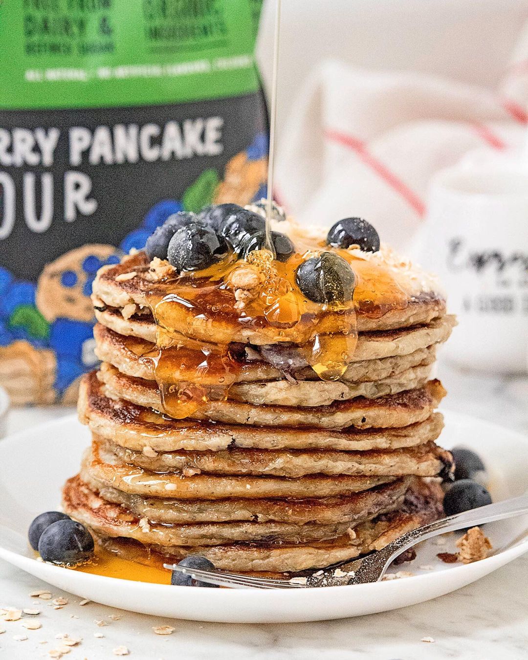 Blueberry Oatmeal Protein Pancakes