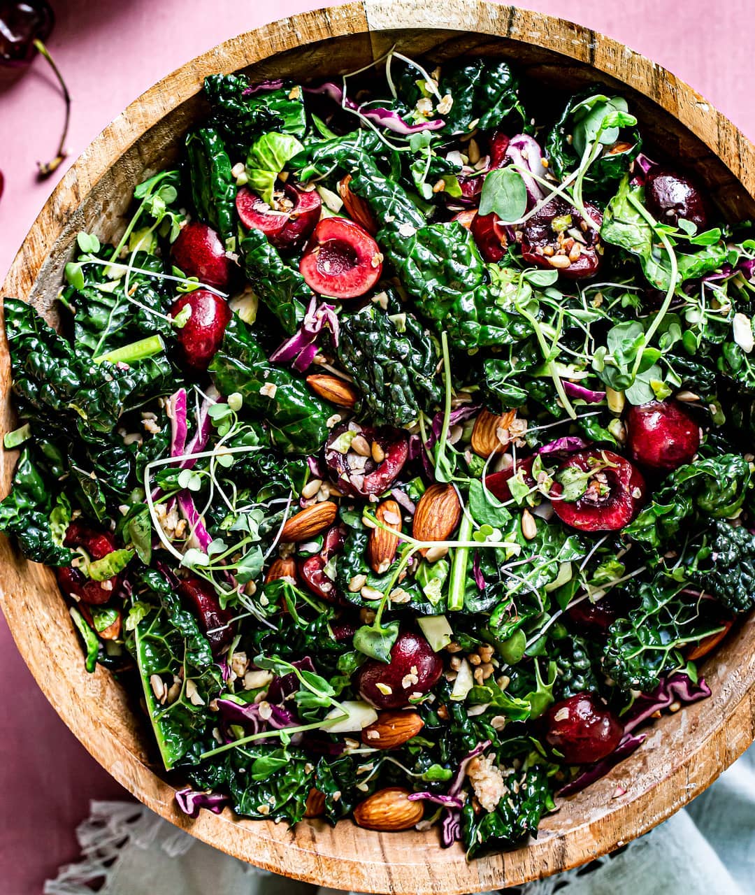 Bourbon Cherry Kale Salad with Almond Oat Granola