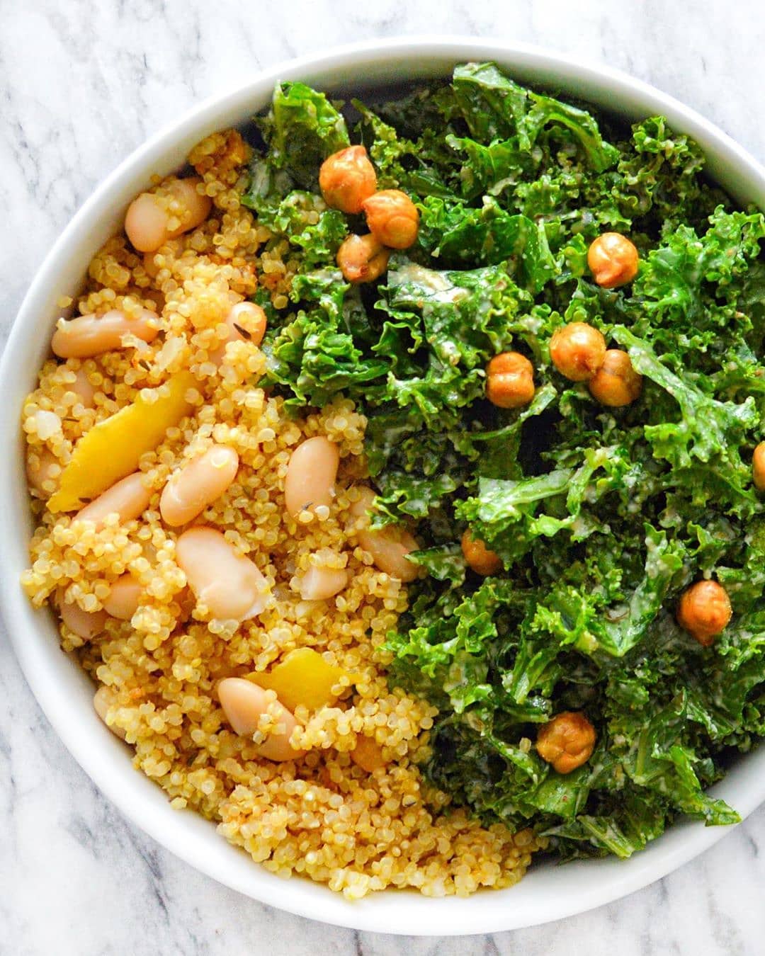 Lemon Thyme Quinoa and Kale Caesar Salad