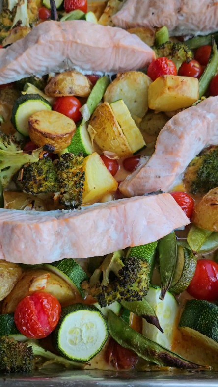 Balanced Thai Salmon Traybake Dinner