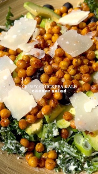 Crispy Chickpea Kale Caesar Salad
