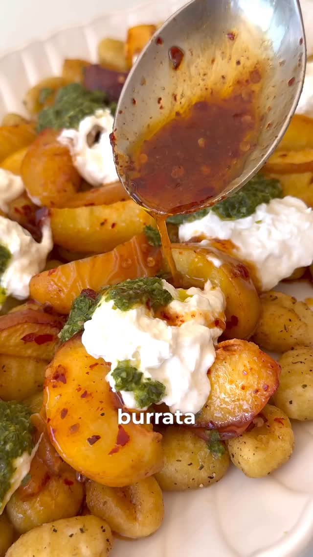 Hot Honey Peach and Burrata Gnocchi