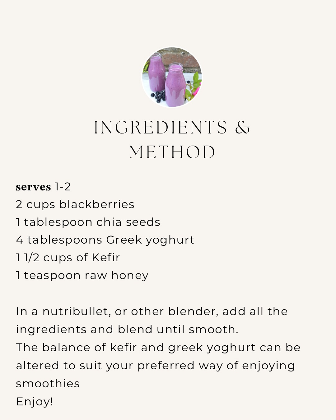 Seasonal Blackberry Kefir Smoothie