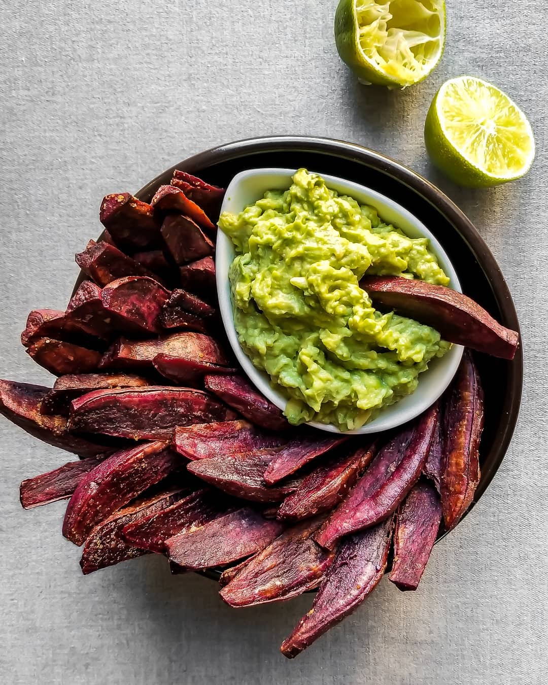 Roasted Sweet Potato Wedges with Guacamole