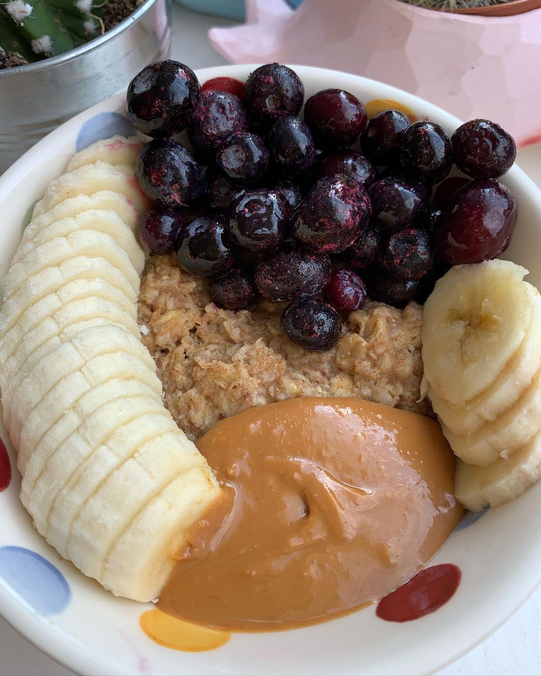 Thick PB&J Cinnamon Oatmeal Bowl