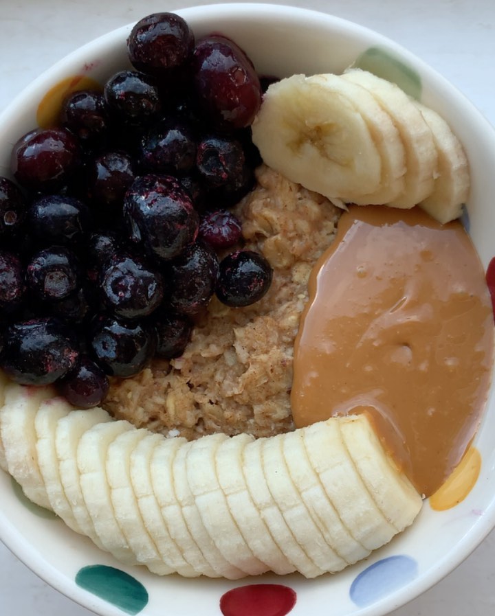 Thick PB&J Cinnamon Oatmeal Bowl