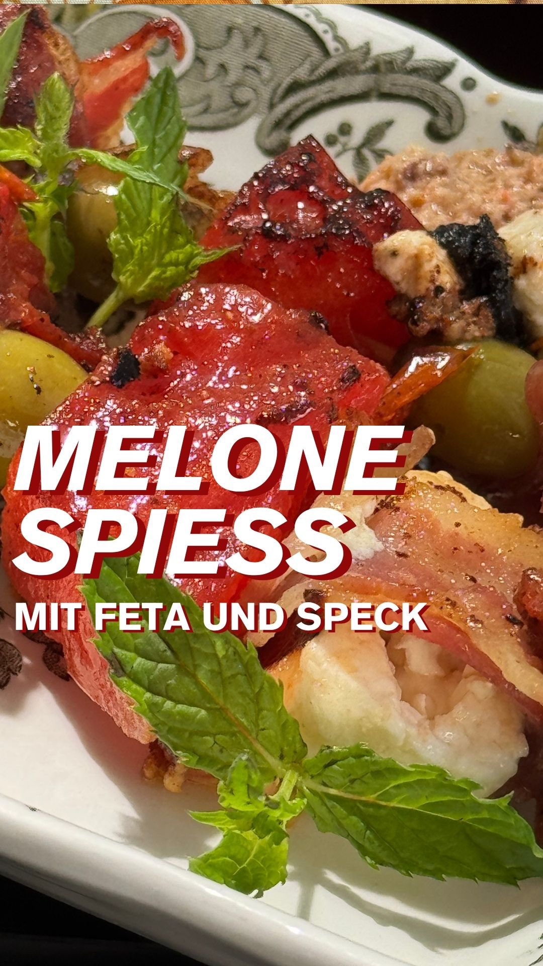 Grilled Watermelon and Feta Skewers with Pesto