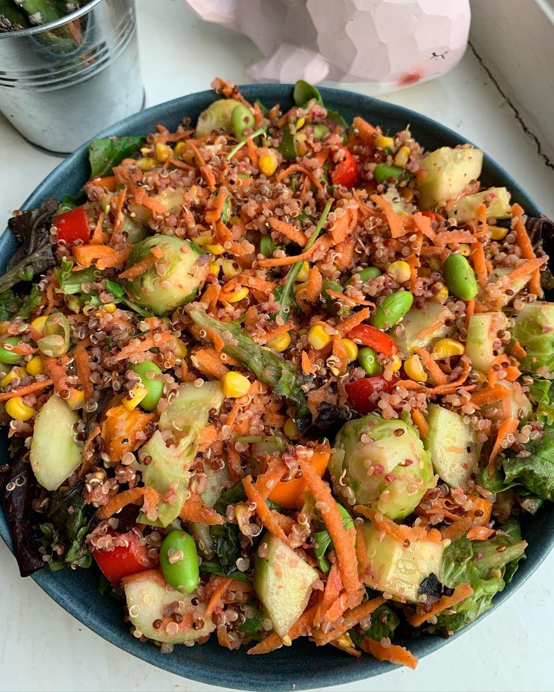 Rainbow Quinoa Hummus Salad with Fresh Veggies