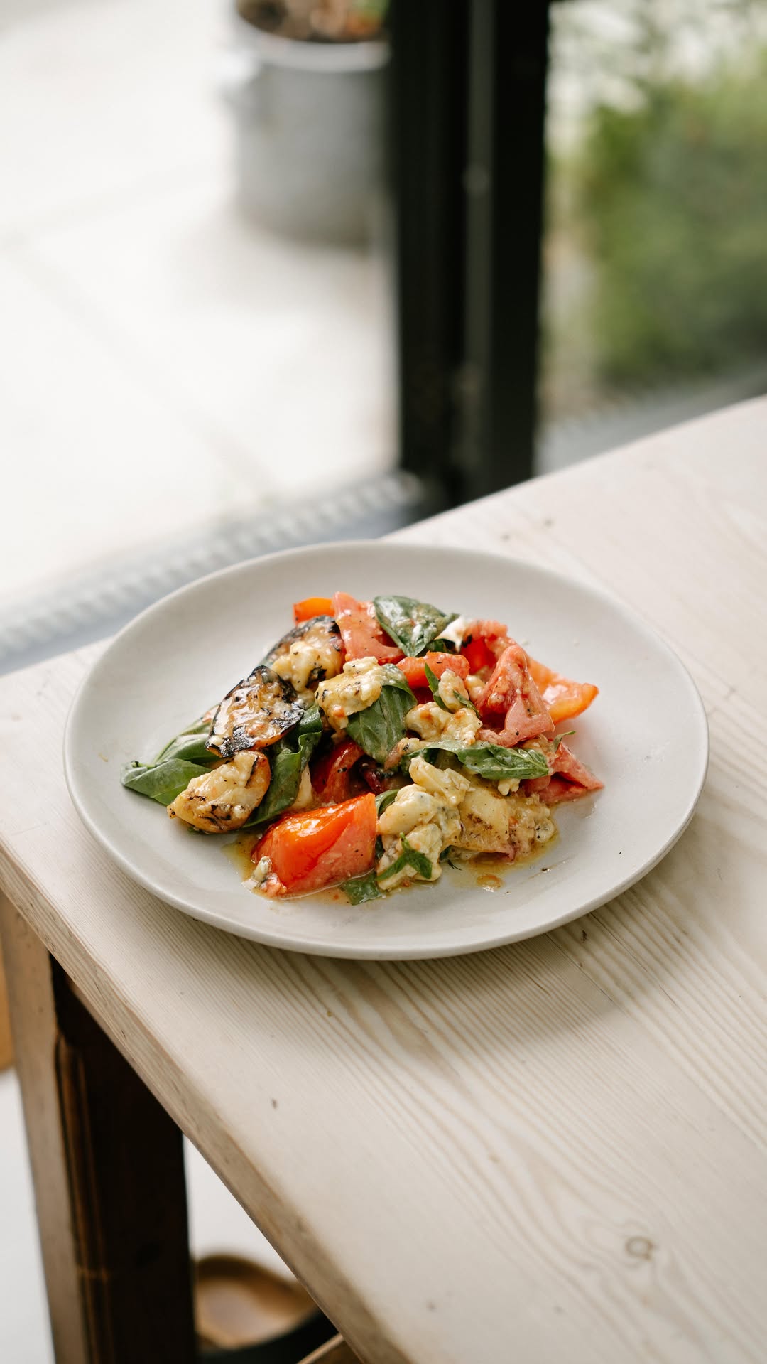 Grilled Peaches with Blue Cheese and Basil