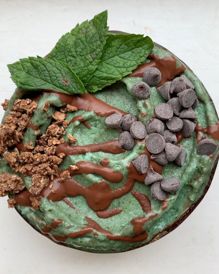 Mint Chocolate Chip Breakfast Ice Cream Bowl