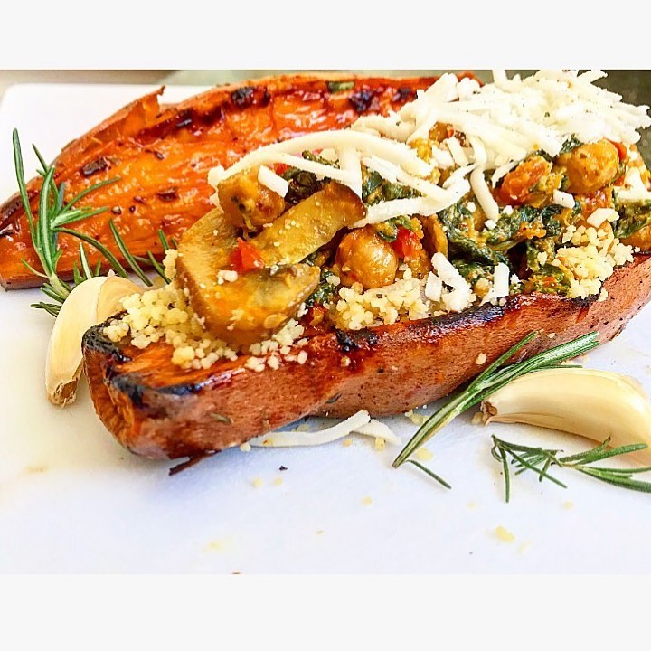 Delicious Stuffed Yams with Couscous and Vegetables