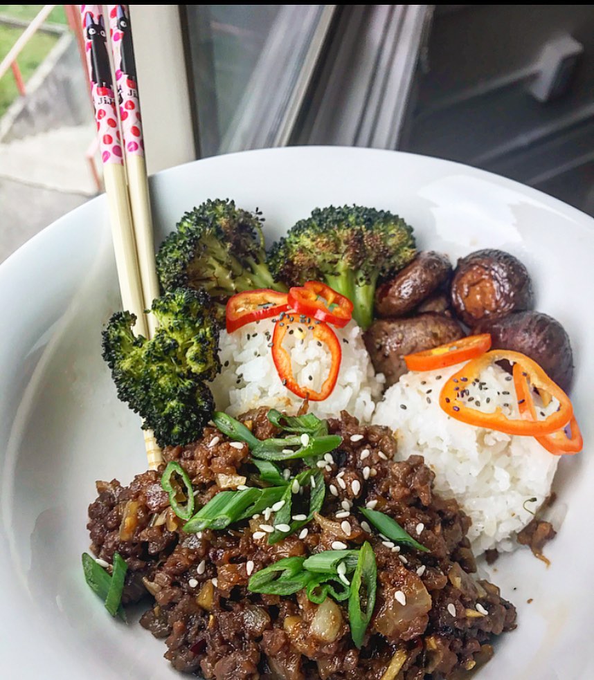 Vegan Bulgogi with Rice and Roasted Vegetables