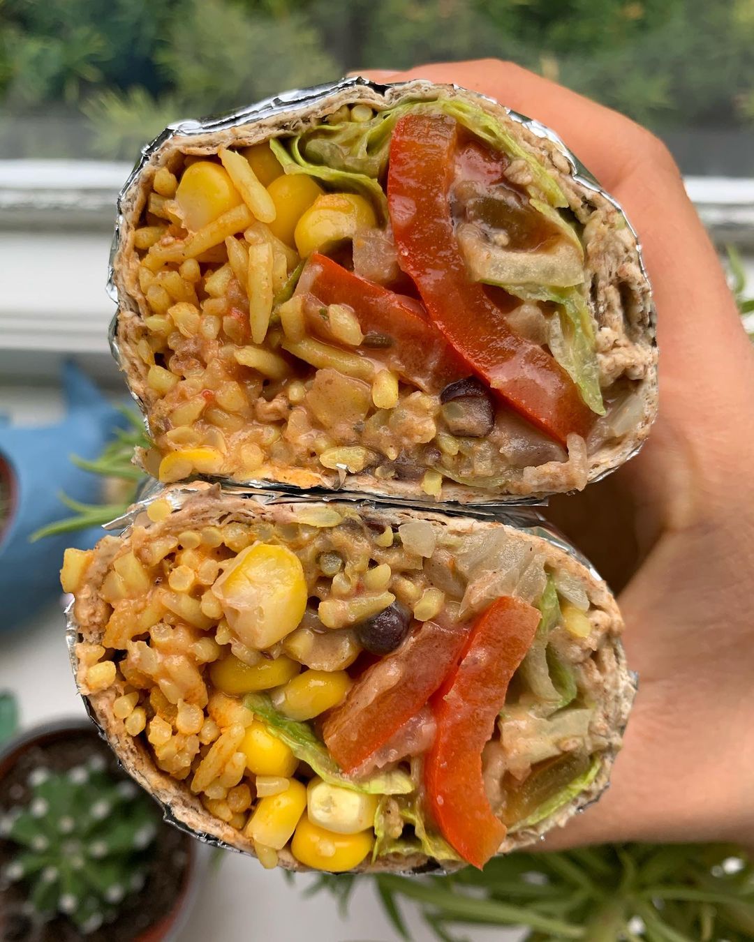 Vegan Burrito with Spiced Black Beans and Rice