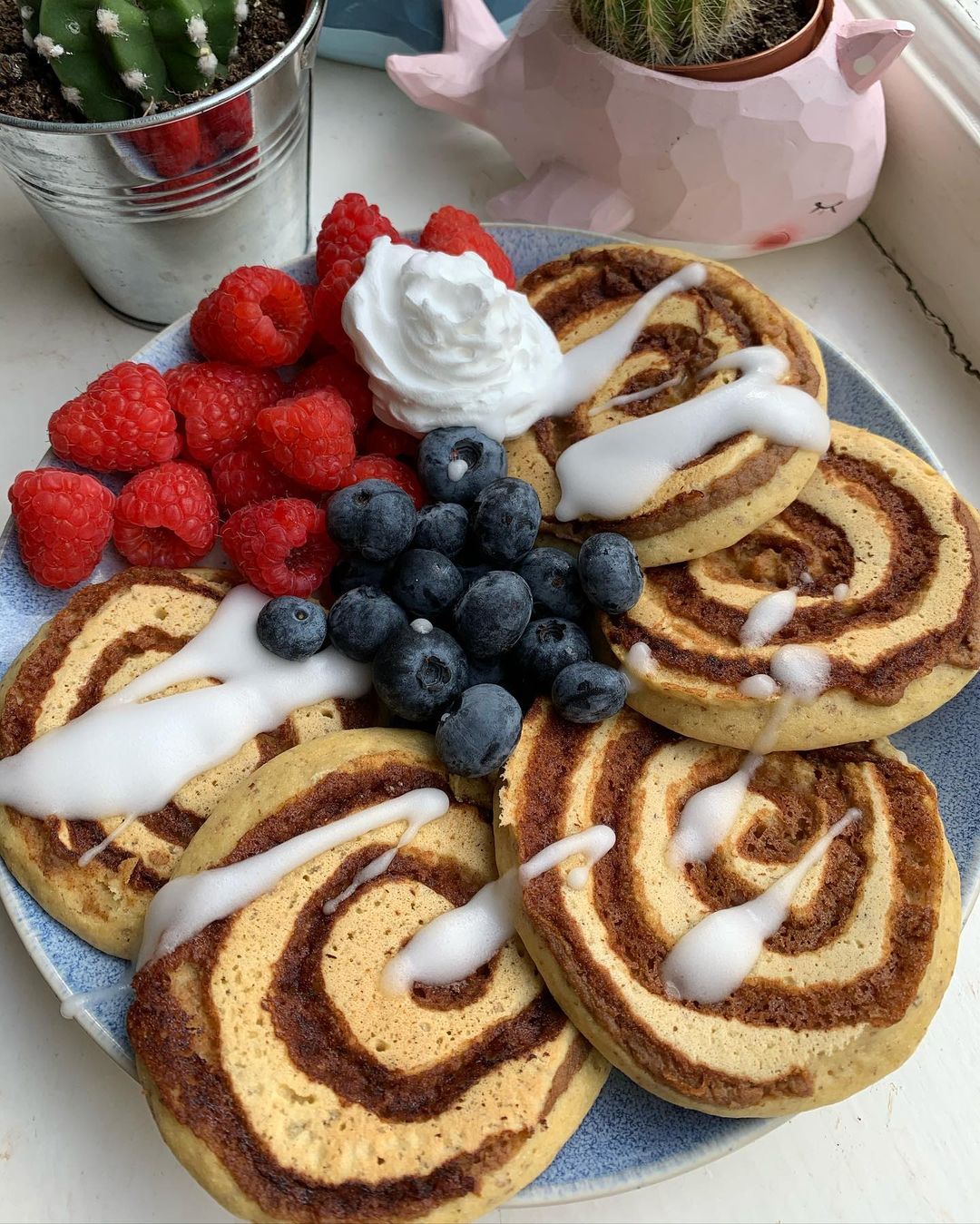 Vegan Cinnamon Roll Protein Pancakes