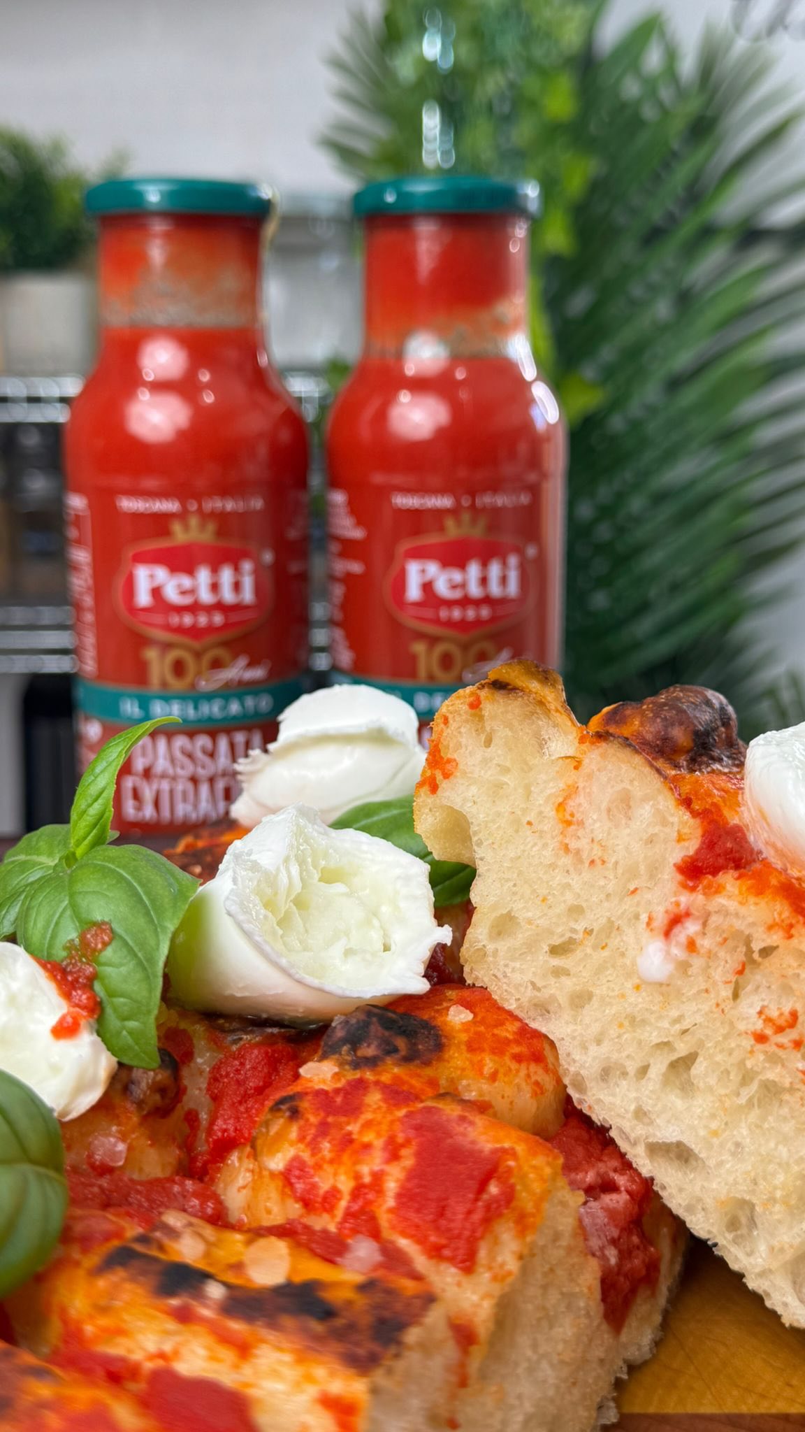 Tomato Focaccia with Mozzarella and Basil
