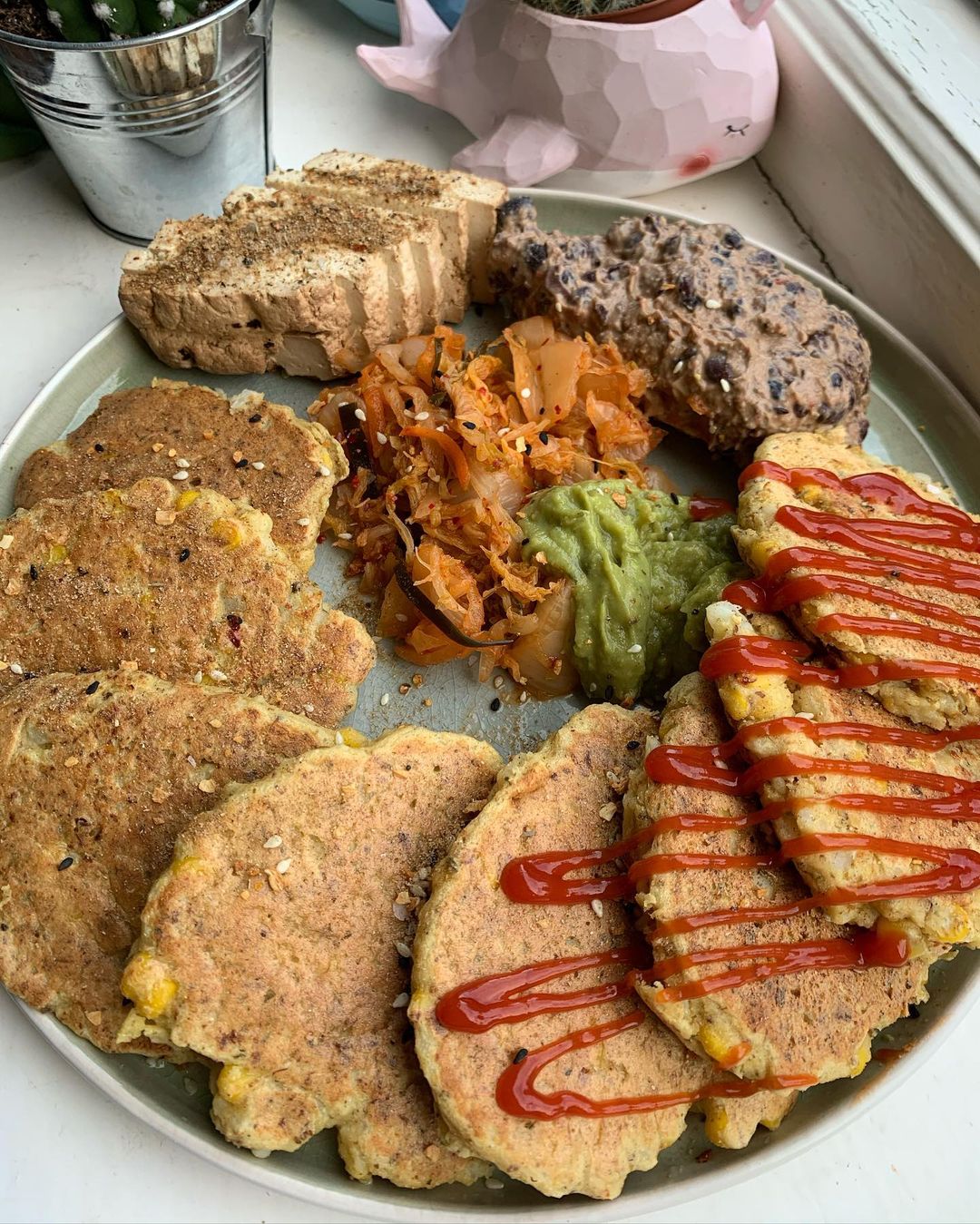 Vegan Pesto Savory Pancakes