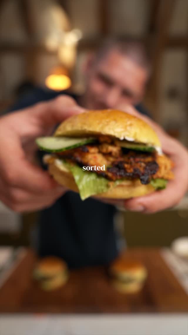 Gochujang Salmon Burgers with Quick Pickled Cucumber