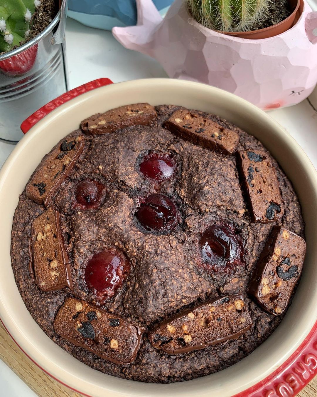 Vegan Cherry Protein Brownie Cake