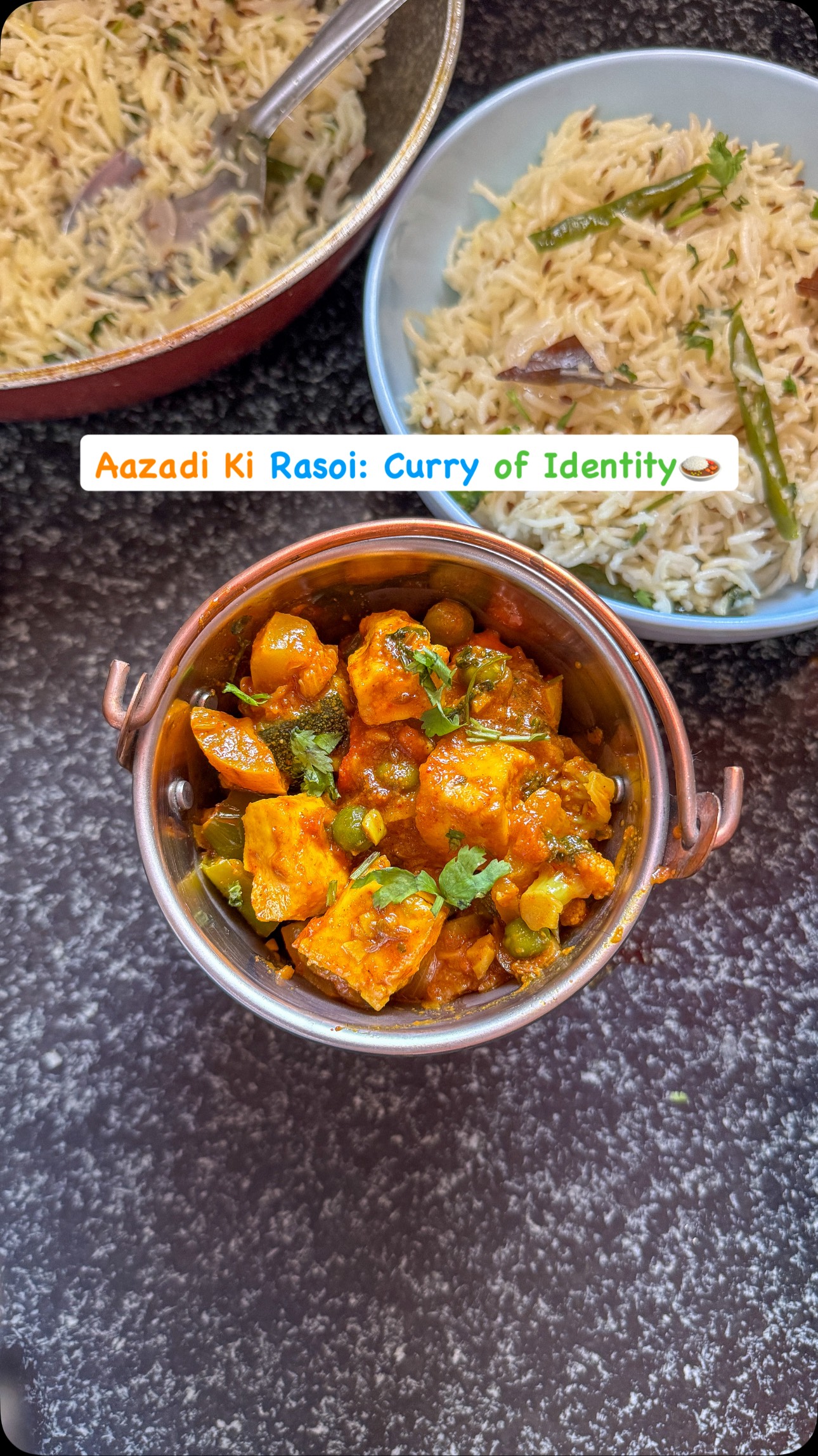Vegetarian Balti Curry with Basmati Bagara Rice