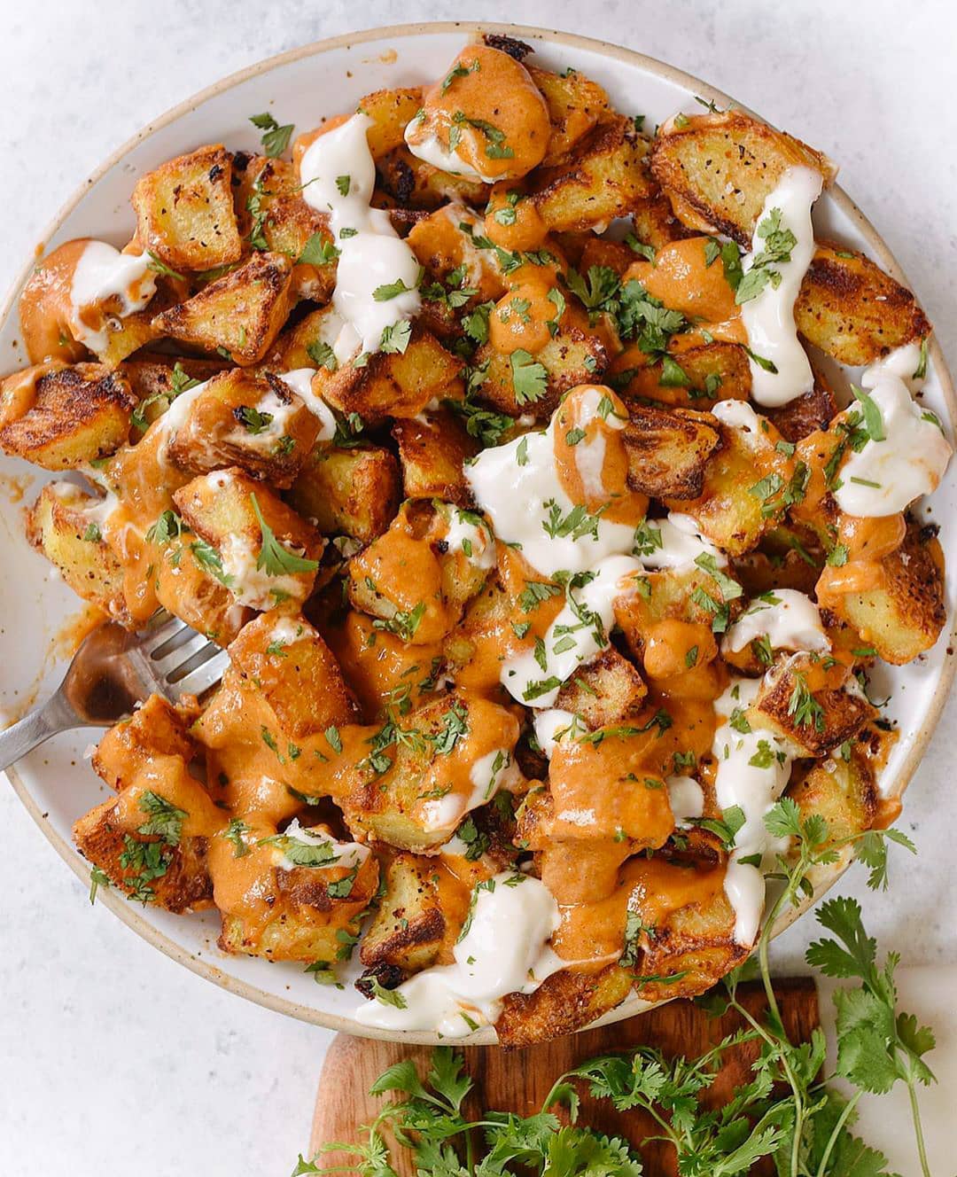 Crispy Vegan Patatas Bravas with Aioli