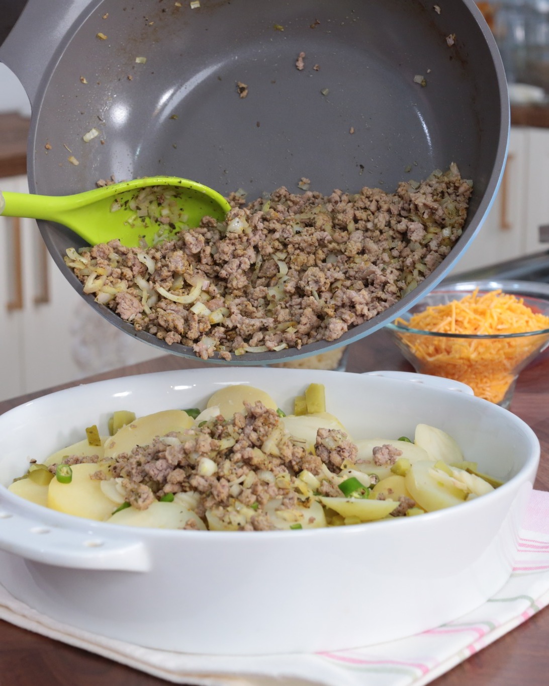 Cheesy Ground Meat and Potato Bake