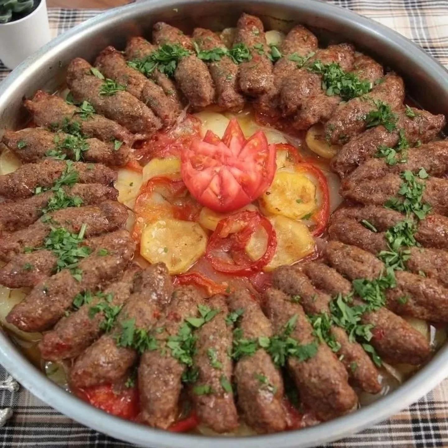 Baked Kofta with Bulgur and Vegetables