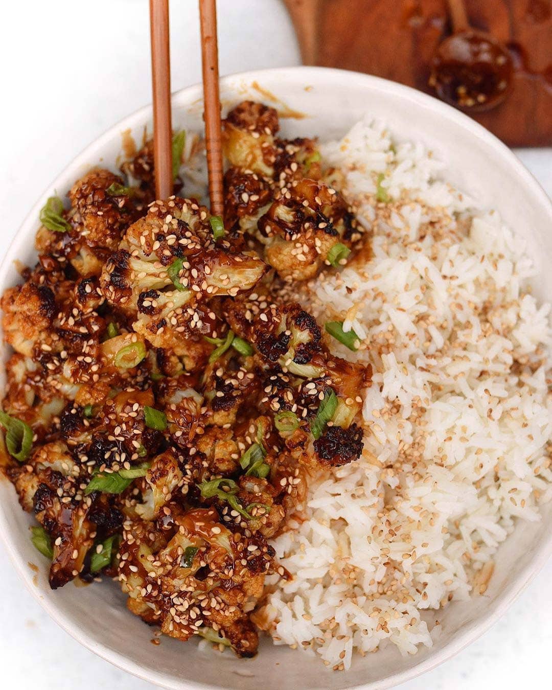 Sticky Sesame Teriyaki Charred Cauliflower