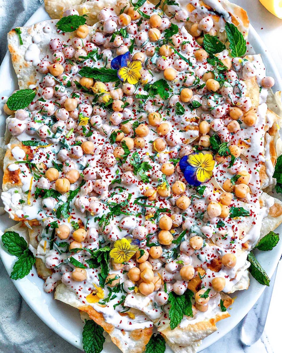 Vegan Fatteh with Crispy Chickpeas
