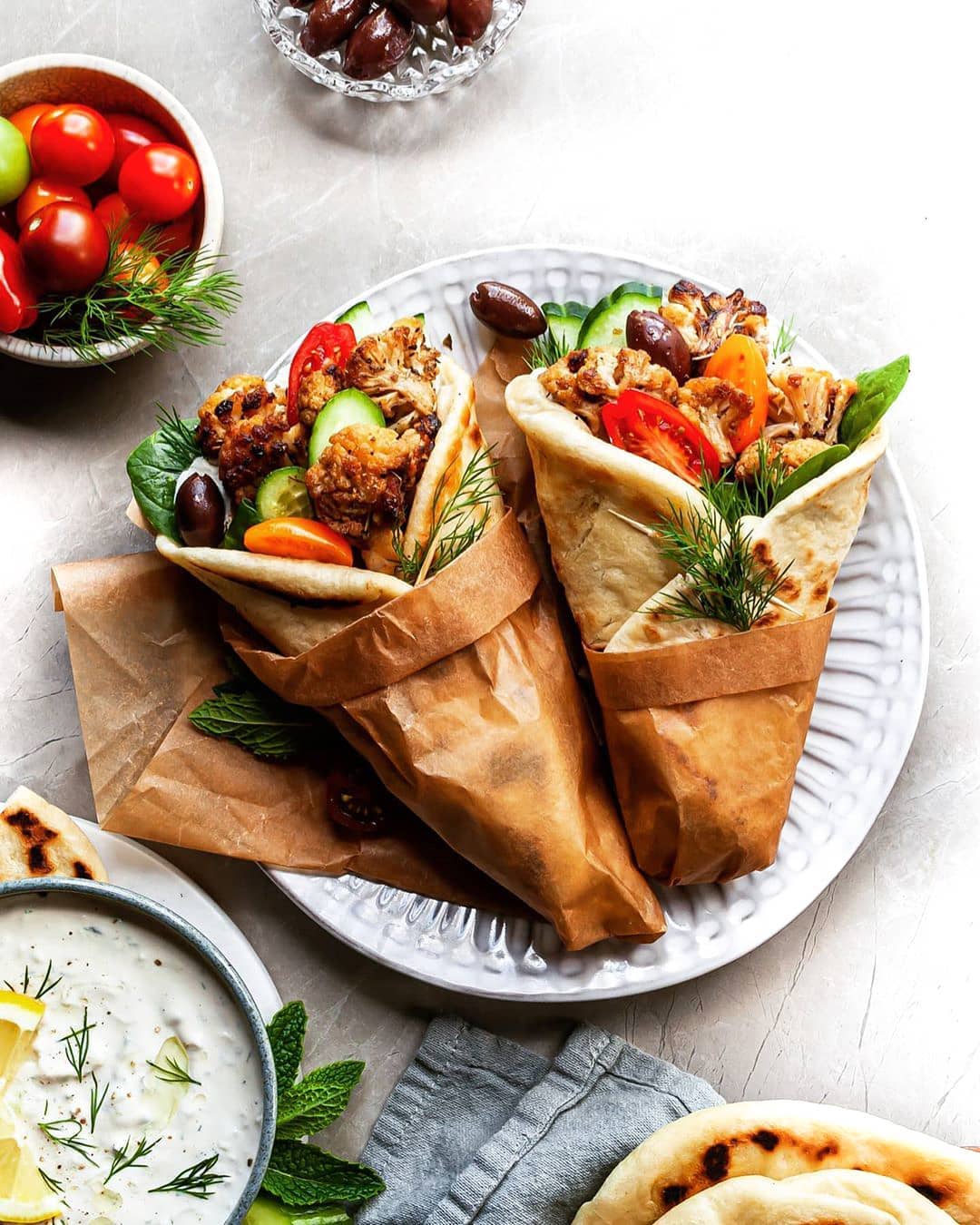 Cauliflower Gyros in Warm Flapbread