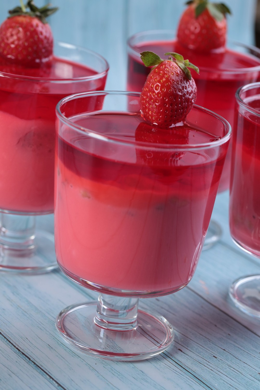 Strawberry Jelly and Biscuit Pudding