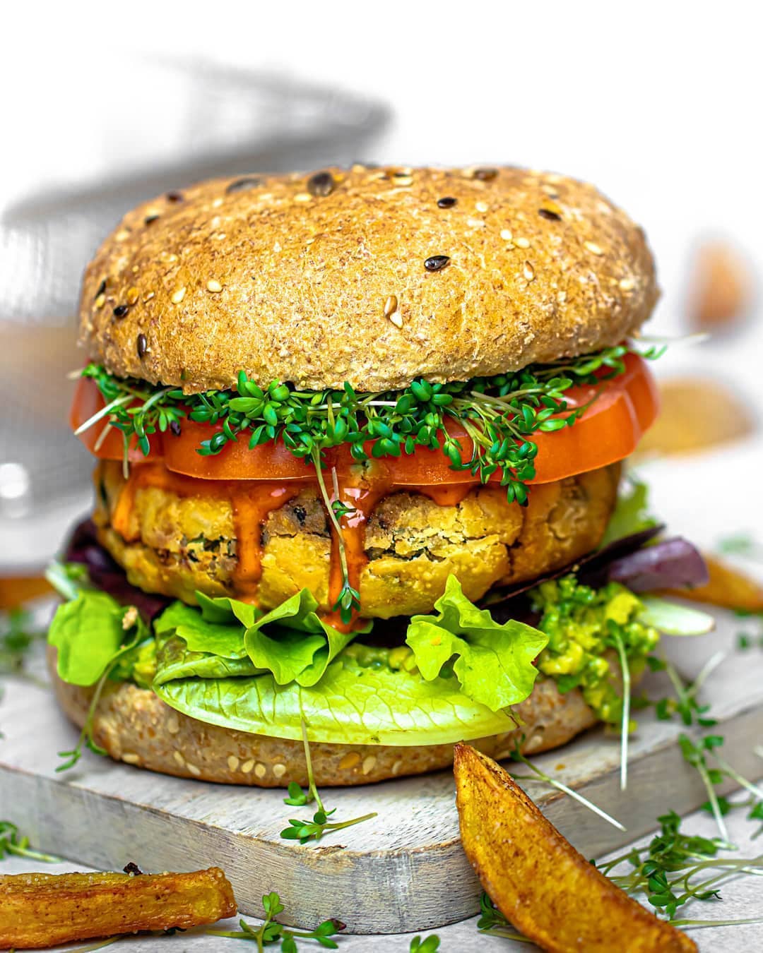 Loaded Falafel Burger with Spiced Chickpea Patty