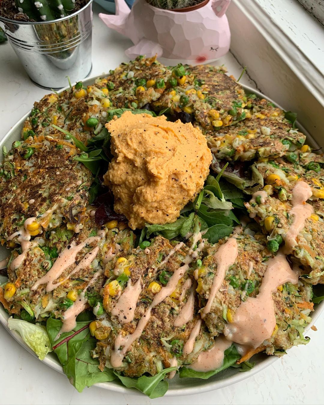 Sweetcorn, Courgette and Pea Fritters