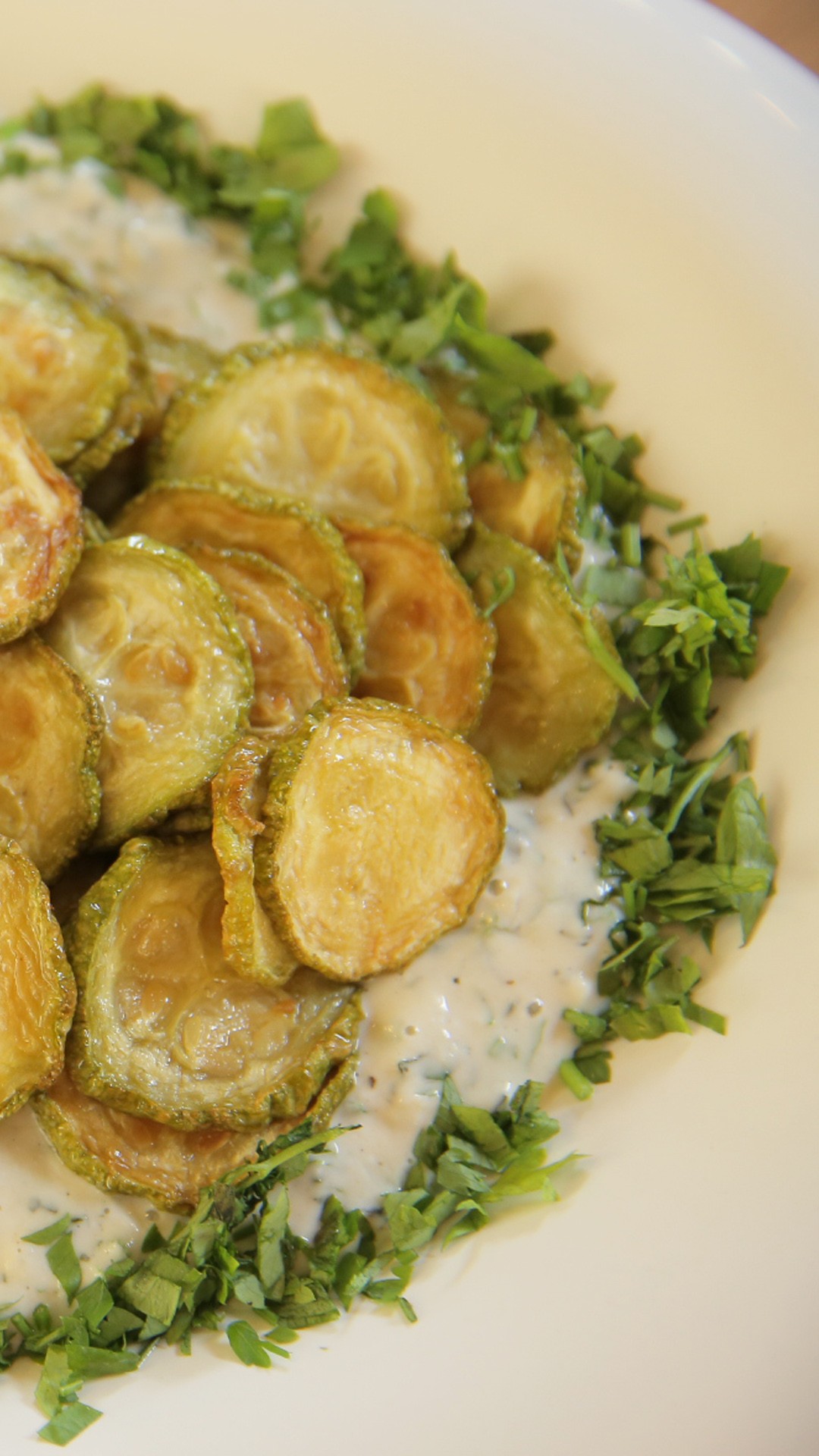 Fried Zucchini Salad with Yogurt and Tahini