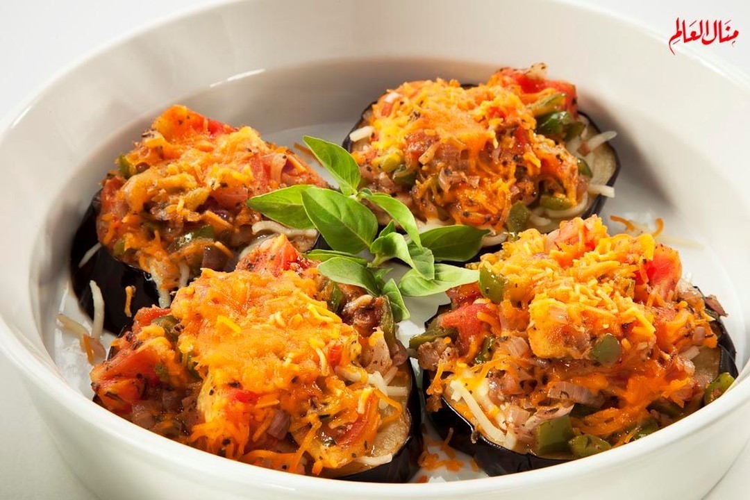 Eggplant Pizza with Cheese and Tomato