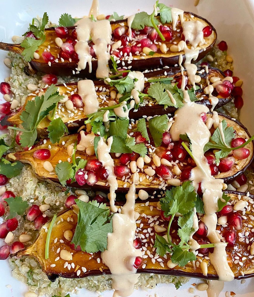 Miso Aubergine with Quinoa and Pomegranate