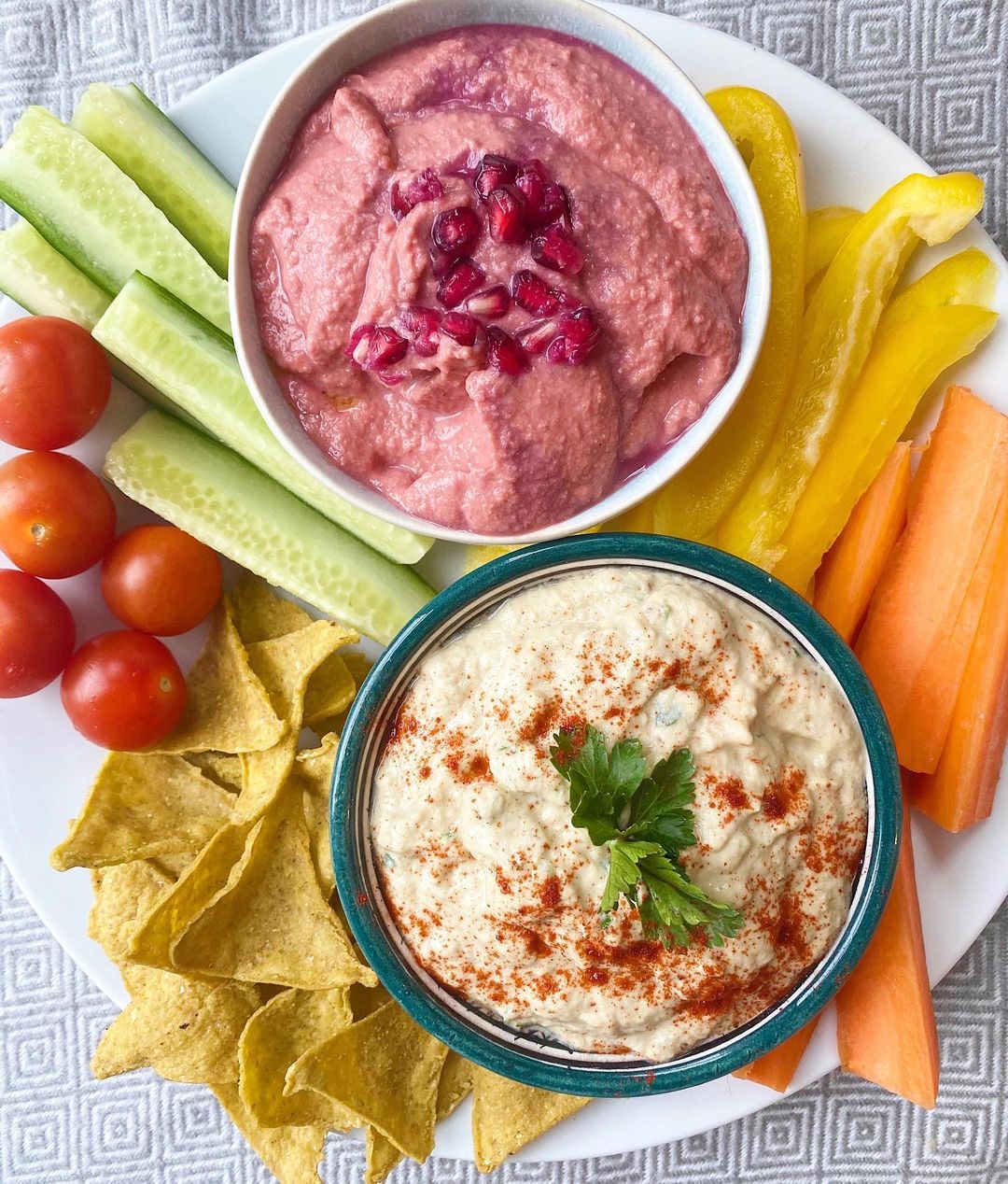 Beetroot Hummus and Baba Ganoush