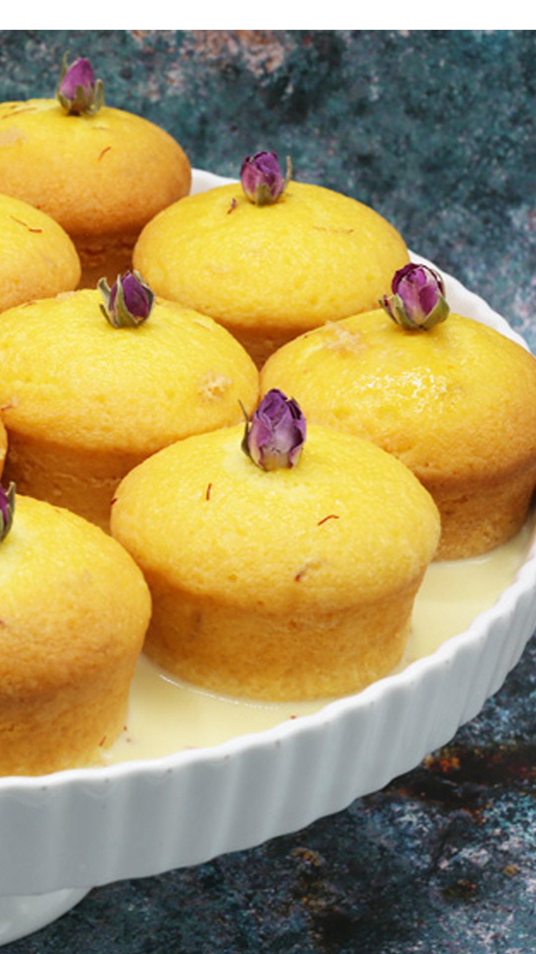 Saffron Rose Water Cupcakes with Milk Soak