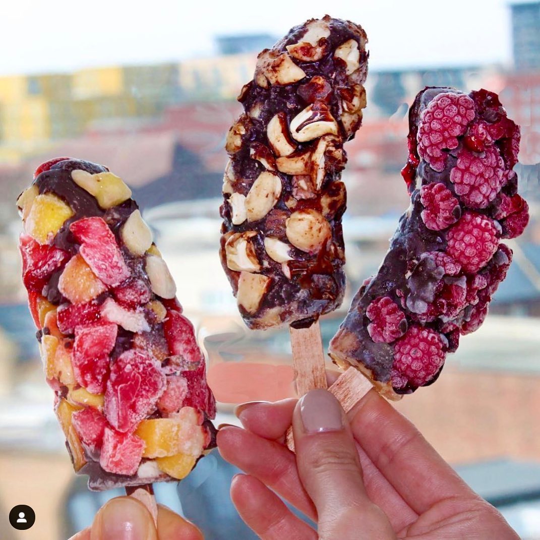 Quick Banana Ice Cream with Chocolate and Berries