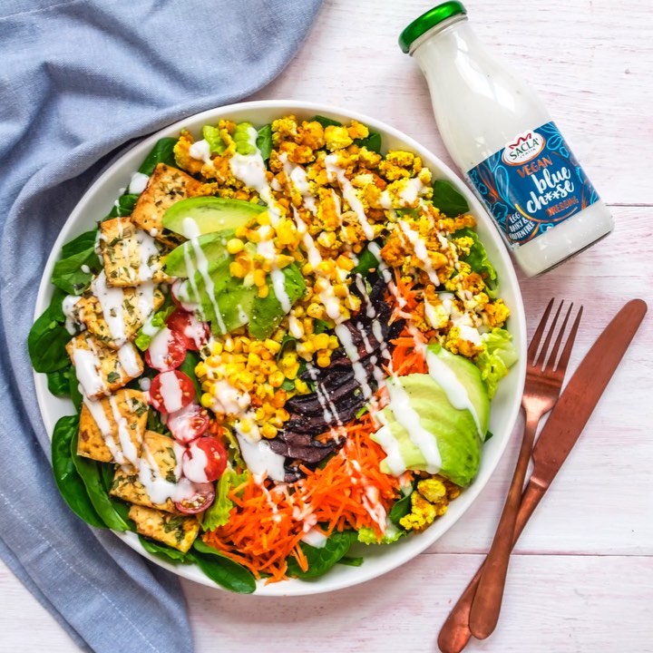 Vegan Cobb Salad with Blue Cheese Dressing
