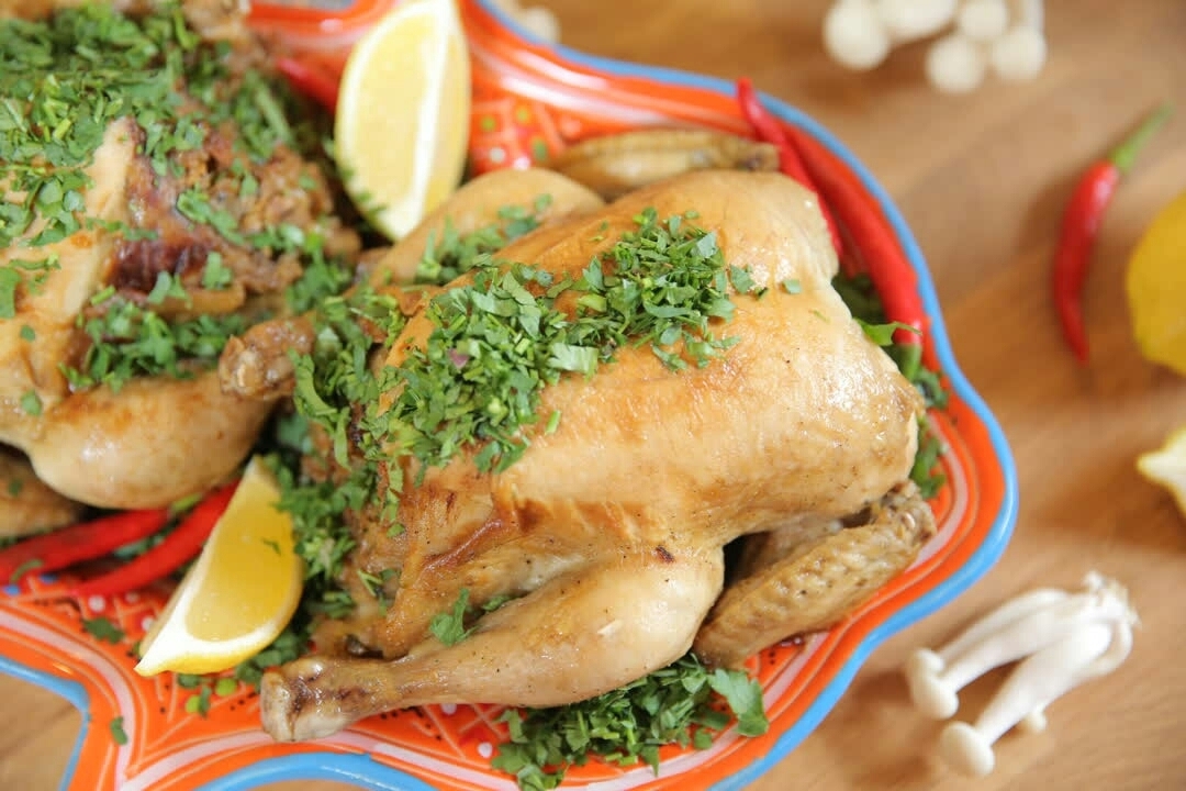 Whole Chicken Stuffed with Mushrooms