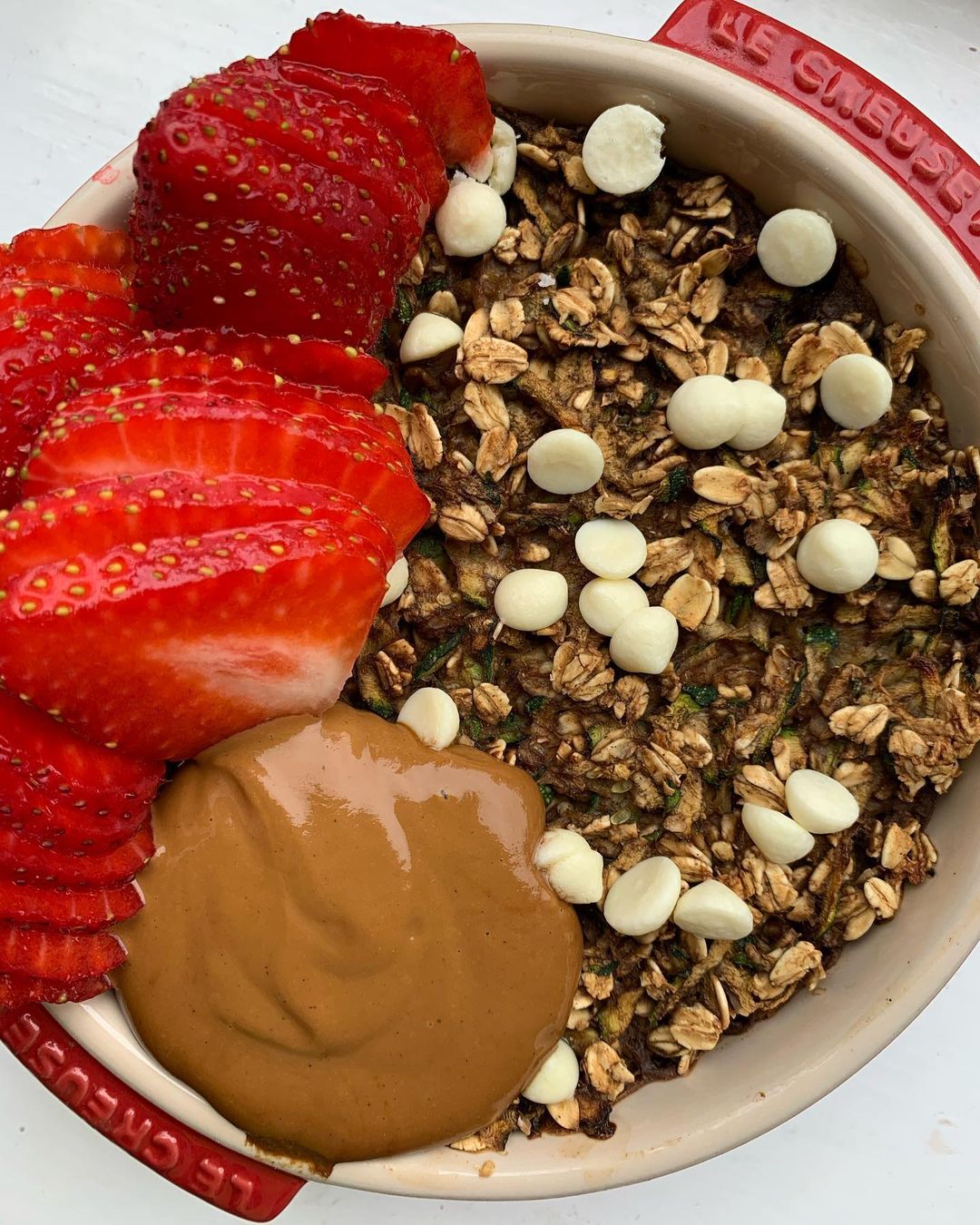 Vegan White Chocolate Coffee Courgette Baked Oats