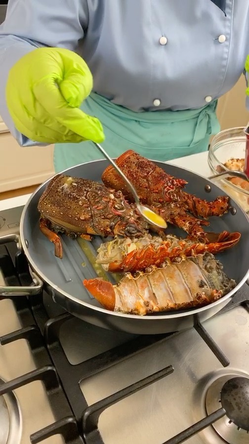 Grilled Lobster with Lemon Cumin Butter Sauce